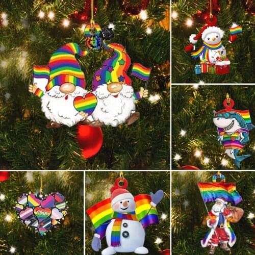 Christmas Ornament 2021 Santa Snowman Gnome Pendant for Christmas Tree Party Wall Decoration Door Hanging Christmas Signs Wooden