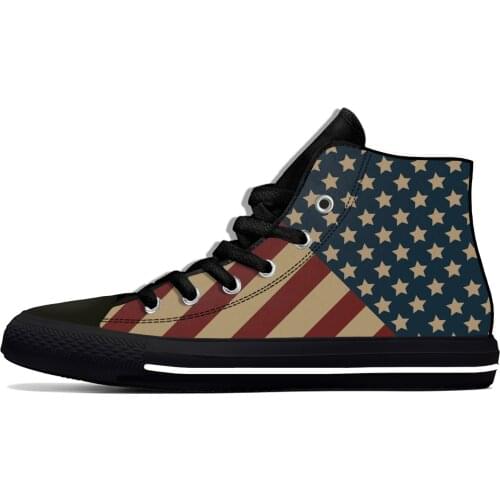 USA America American Flag Stars Patriotic Fashion Casual Cloth Shoes High Top Lightweight Breathable 3D Print Men Women Sneakers