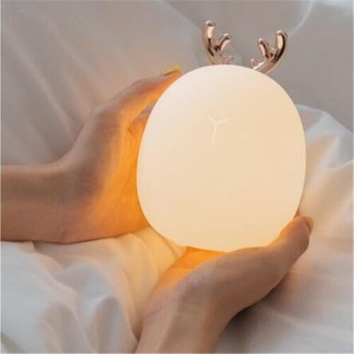 Dimmable LED Night Light Silicone Animal Cartoon Lamp USB Rechargeable for Children Kids Baby Gift Bedside Bedroom Living Room