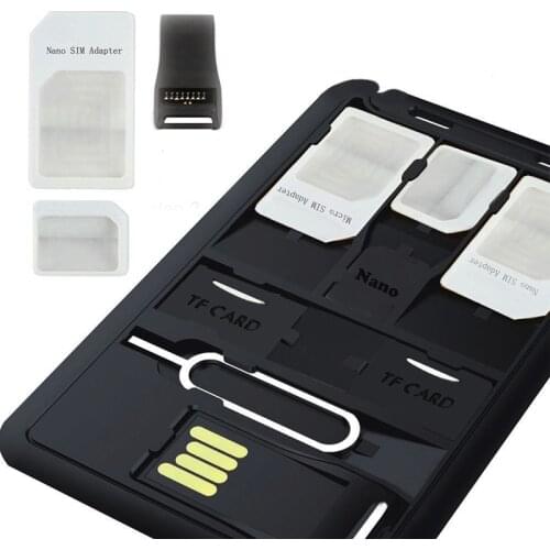 5 in 1 Universal Mini SIM Card Adapter Storage Case Kits For Nano Micro SIM Card Memory Card Holder Reader Case Cover Connector