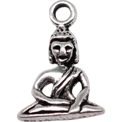 WYSIWYG 20pcs 10x14mm Indian Goddess Charms Pendant DIY Jewelry Findings Antique Silver Color Buddha Charms