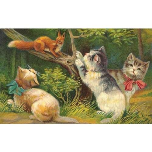 YIKEE Diamond Painting Cat Full Diamond Painting Animals Diamond Embroidery Pattern Gift h1771
