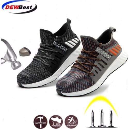 Steel Toe Safety Shoes Mens Lightweight Breathable Puncture Proof Light Sneaker Non-slip Industrial & Construction Work Shoes