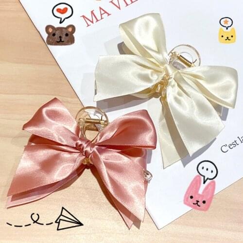 New Big Bow Hair Claws Hair Accessories For Women Fashion Elegant Solid Color Hairpins Girls Korean Acrylic Barrettes Headwear