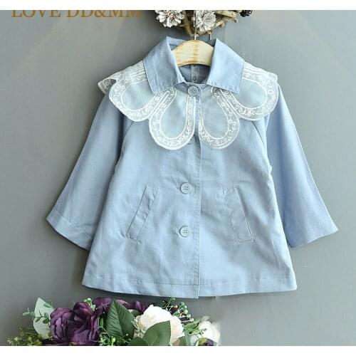 LOVE DD&MM Girls Coat 2021 Autumn New Sweet Style Childrens Wear Casual Lace Collar Long-Sleeved Party Coat Kids Jacket Costume