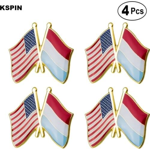 U.S.A & Luxembourg Friendship Flag Pin Lapel Pin Badge Brooch Icons 4pcs