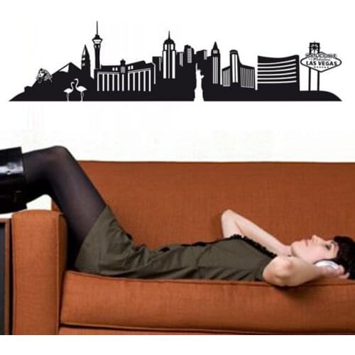 ZOOYOO Large Size Las Vegas Wall Decal City Mural Livimg Room Self Adhesive Hollow Out Waterproof Art Home Decor