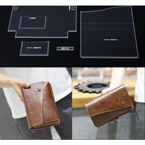 1set DIY Leathercraft Clear Acrylic Template Card Bag Man Handbag Purse Man Wallet Stencil Template Cutting 20*13*3cm