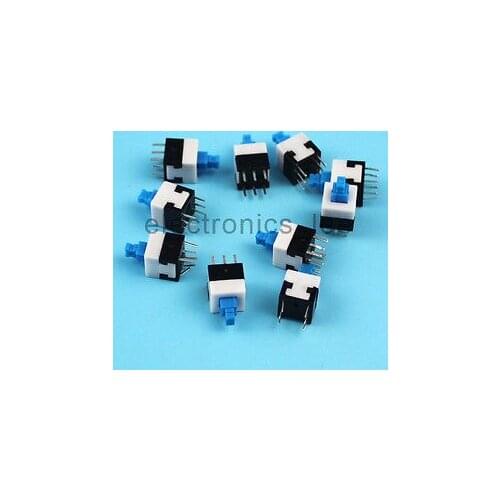 100pcs Self-Lock Type Square Blue Button Cap Switch Control 8X8mm