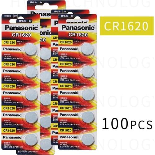100x Panasonic CR1620 Button Cell Coin Batteries CR1620 Car Remote Control Electric Alarm 3V Lithium Battery
