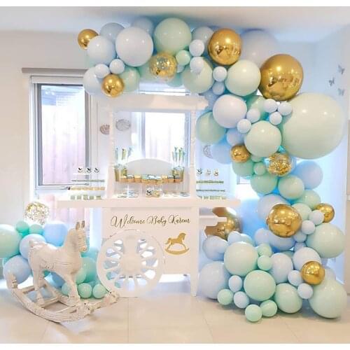 126PCS Macaron Balloons Garland Arch Blue Green Gold Confetti Ballon Wedding Birthday Birthday Party Decor Kids Baby Shower