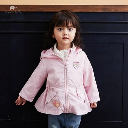 DB19679 dave bella winter baby girl fashion cartoon pockets coat children girls tops infant toddler outerwear 2pcs