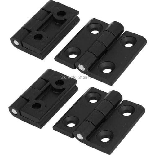 Household Closet Door Aluminium Butt Hinge Black 50mmx50mm 4pcs