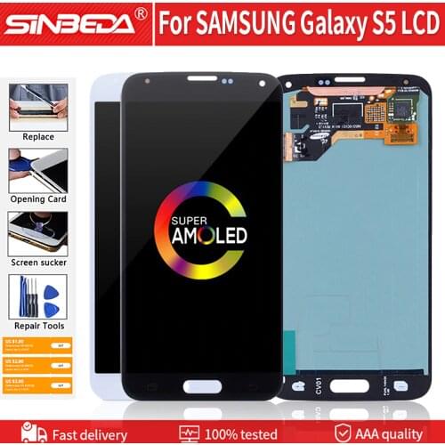 5.1" Super AMOLED For SAMSUNG Galaxy S5 i9600 G900F G900H G900M G9001 G900R LCD Display Touch Screen For Samsung S5 LCD Display