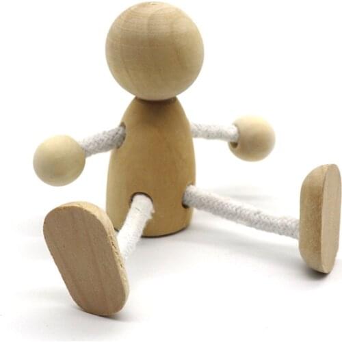 5 Pcs DIY coloring painting wood small people simple wooden dolls small people white blank Home Decoration furnishings wooden