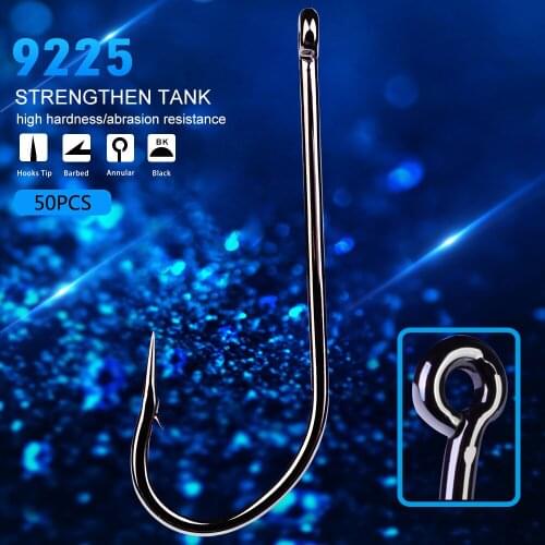 50pcs/lot 9255 Series 1# 1/0 2/0 3/0 4/0 5/0 6/0 7/0 8/0# Fishing Hooks Oshaughnessy Jig Hook Jigging Big Fish hook Jig Hook