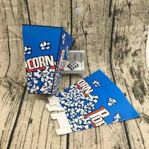 50 Pcs Disposable Popcorn Box Paper Cup birthday party wedding Cinema Market Square Popcorn Barrel Popcorn Box blue Custom