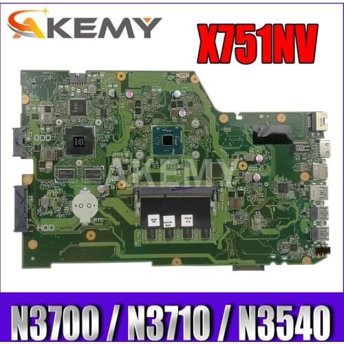Akemy X751NV original mainboard for ASUS X751N Laptop motherboard X751NV mainboard with 4GB-RAM N3700 / N3710 / N3540