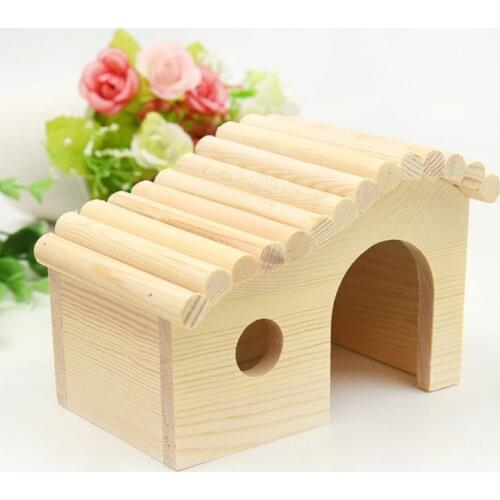 Wooden Hamster Hideout Hut for Small Animals Dwarf Mouse Exercise Toy