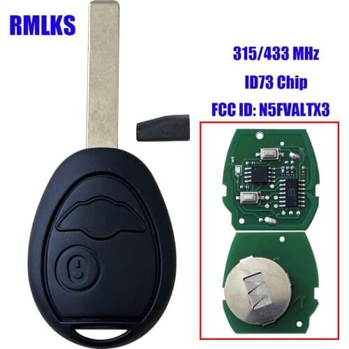 For BMW 2 Button Remote Key For MINI COOPER S R50 R53 ONE FULL REMOTE KEY 2 BUTTON FOB 433MHz 315Mhz + CHIP 7931 New with Code