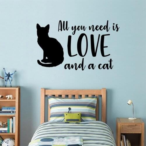 Drop Shipping love cat Wall Sticker Pvc Wall Art Stickers Modern Fashion Wallsticker For Kids Room Living Room Mural Poster