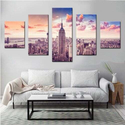 HD Print 5 pieces New York cityscape canvas painting modern home decor wall art picture for living room decor art /PT1278