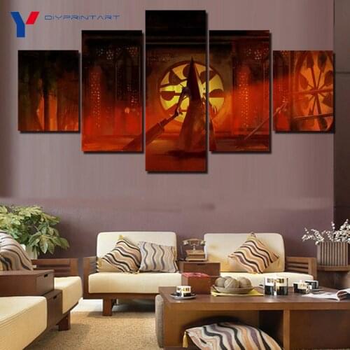 Canvas Wall Art Pyramid Head Monster 5 Pcs/set Horror Game Poster Silent Hill Canvas Home Decoration