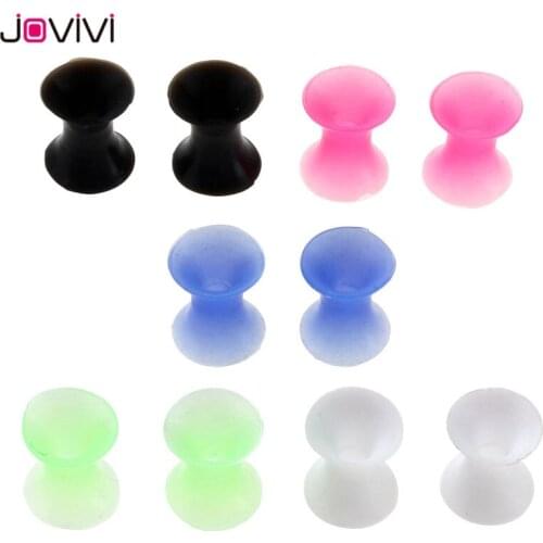 Jovivi 4mm Silicone Flexible Ear Flesh Tunnel Soft Gauge Plugs Piercing Ear Stretcher Expander Hollow Ear Piercing Jewelry 6 Ga