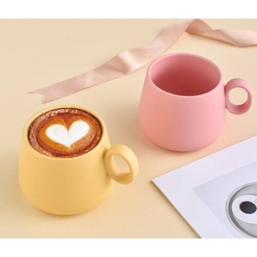 280ml Pure Color Simple Ceramic Cup Couple Cute Water Cup Coffee Suitable For Home Breakfast Milk Cereal Cup