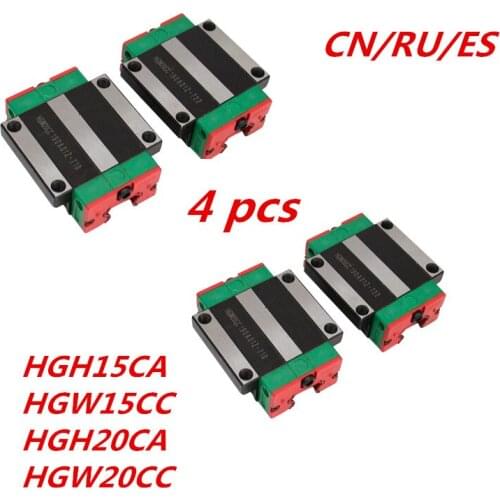 China And Russia Spain 4 Pcs HGH15CA /HGW15CC /HGH20CA/HGW20CC Linear Block Bearing For Rails CNC