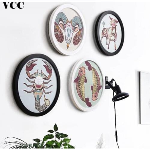 4Pcs/Set Round Wooden Picture Frames Creative Gift Wall Hanging Wood Picture Holder Wall Mounted DIY Poster Photo Frame Round