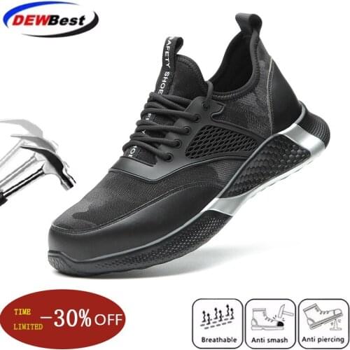 Summer Breathable Steel Toe Caps Anti-smashing Puncture Mens Work Boots Wear-resistant Anti-skid Kevlar Midsole Safety Shoes