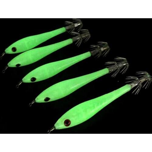 HOT! 5PCS Hard Plastic Luminous Shrimp Fishing Lures Squid Jig Baits Noctilucent Night Lures Pesca Fishing Tackles
