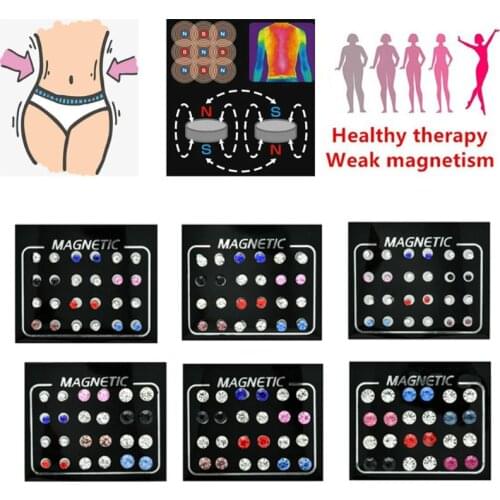 2021 New 12 Pairs 3mm/4mm/5mm/6mm/7mm Non Pierced Rhinestone Magnetic Stud Earrings Clip-on Earrings Jewelry