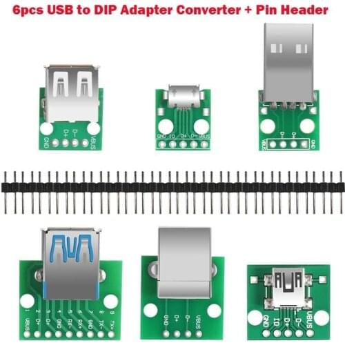 Micro Mini Usb A Male Usb 2.0 3.0 A Female Usb B Connector Interface To 2.54mm Dip Pcb Converter Adapter Breakout Board