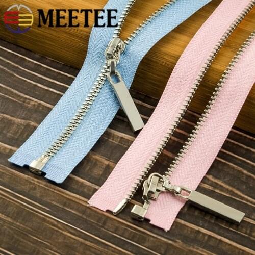 5pcs 3# 40cm Silver Metal Zipper For Sewing Zip Open-end Zippers Cremalleras Down Coat Jacket Zips DIY Garment Accessories