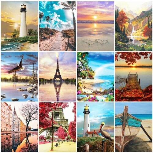 MOONCRESIN 5d Diamond Painting Full Drill Square Landscape Cross Stitch Diamond Embroidery Picture Of Rhinestones Handmade Gift