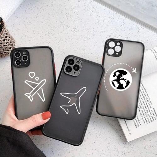 Moskado Airplane Travel Map Phone Case For iPhone 12 Pro 11 Pro Max X XR XS Max 7 8 Plus SE 2020 Hard PC Shockproof Back Cover