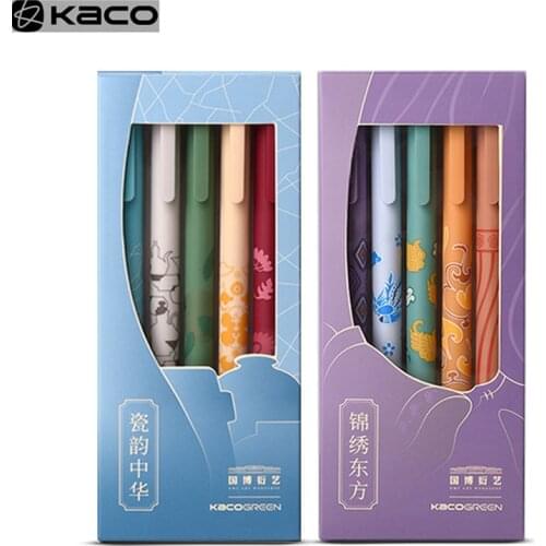 Kaco 5Pc/Lot Gel Pens Set Chinese Style 0.5MM Multi Color Ink Ballpoint Kawaii Retro Pучка Caneta Office School Stationery