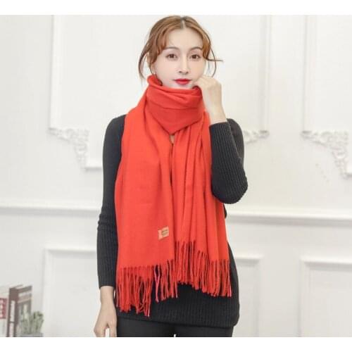 New Female Autumn And Winter Long Wide Scarf Pure Red Fashion Headscarf Ffashion Shawl Harajuku Men And Women Scarf 2021