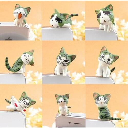 1/3/9pcs Earphone Dust Plug 3.5mm Jack Interface Lovely 3D Green Chis Cat for Apple Mobile Phone Iphone 5 6 Plus PC Laptop