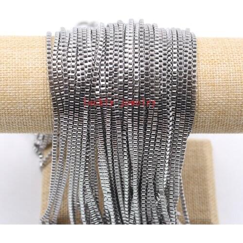 On sale 100 meters lot stainless steel Fashion box chain womens mens necklace 2.5mm wholesale price