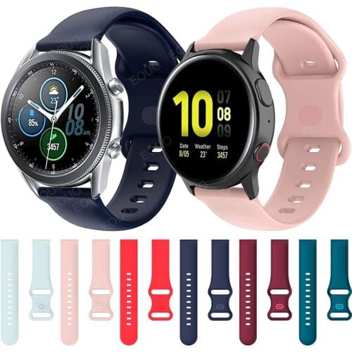 20mm 22mm Sport Band For Samsung Galaxy Watch Active 2 44mm 40mm Silicone Strap GalaxyWatch 3 45mm 41mm/46mm 42mm/S3 Bracelet