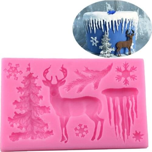 Christmas Tree Elk Snowflake Icicle Cake Molds Chocolate Moulds For The Baking Cake Tool DIY Sugarcraft Cake Decoration Tools