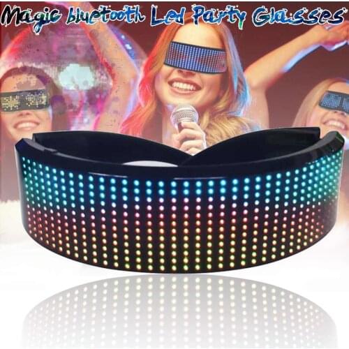 DIY Magic bluetooth Led Party Glasses USB Charge Shield Luminous Glasses APP Control Quick Flash Full Color Led Shining Glasses