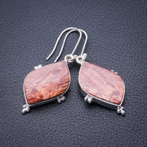 StarGems Natural Iron Tiger Eye Handmade 925 Sterling Silver Earrings 1.75" E0584