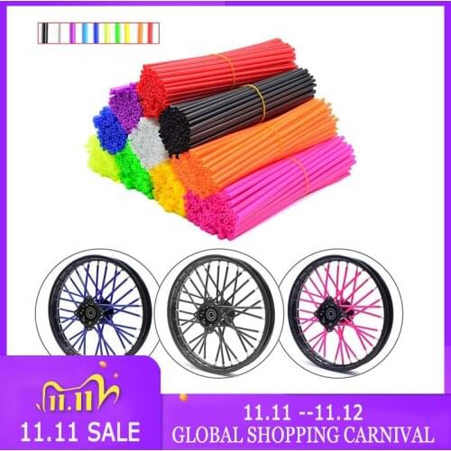72Pcs 24CM/17CM Bike Motorcycle Dirt Decoration Motocross Wheel Spoke Wraps Rims Skins Protector Covers Decor 9 Colors