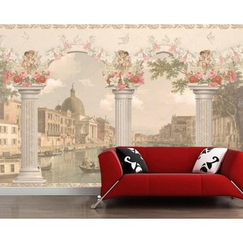 View of the columns of Venice retro 3d wallpaper mural,living room TV wall bedroom wall papers home decor Papel de parede