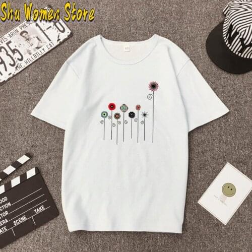Dandelion Printed T-shirts Women Summer Graphic Tee Harajuku Casual O Neck Short Sleeve Tee Tops Female Mujer Camisetas
