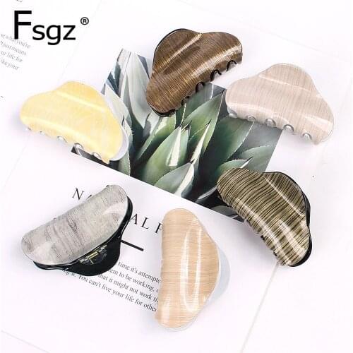 8cm Hair Crabs For Women Solid Wood Grain Pattern Hair Claw Clips High Quality Acrylic Hair Clamps Ponytail Holders Headwear